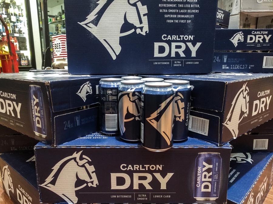 New Carlton Dry Design with cans